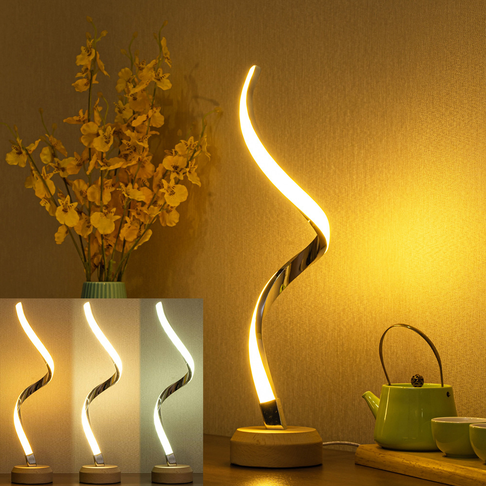 Dimmable Modern LED Spiral Table Lamp | 5 Level Brightness | 3 Colors